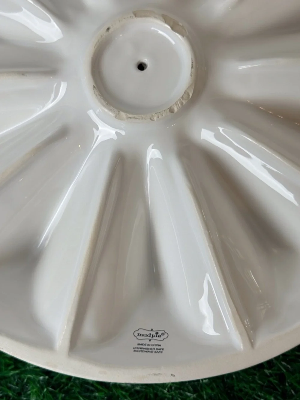 Mud Pie Circa Ceramic Taco Platter with Dip Well White/Black EUC
